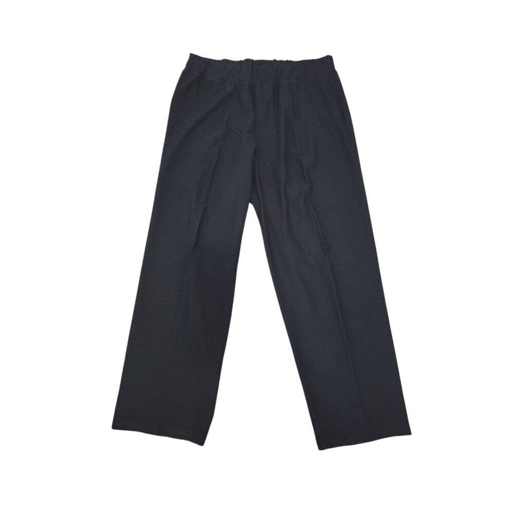 Eileen Fisher Career Pull On Trouser Pant Black Wmn L Minimalist Closet Staple